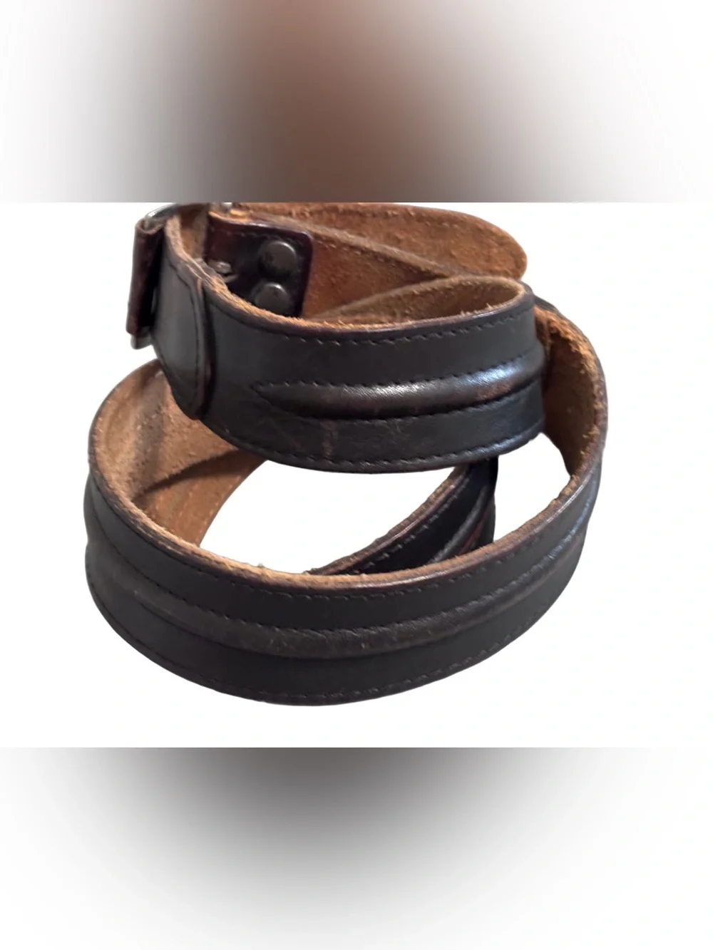 Vintage Genuine “top grain cowhide” brown leather belt - silver buckle